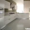 Tủ bếp Acrylic màu trắng chữ L   TVB0879