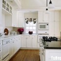 Tủ bếp gỗ Xoan đào tự nhiên sơn men trắng   TVB 1042